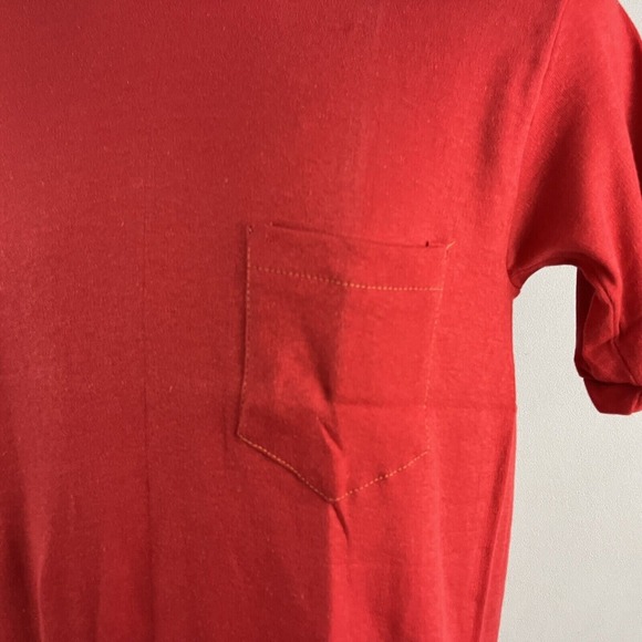 Ego-Trix Vintage 80s Red Pocket T-Shirt Size Large Single Stitch Streetwear - Picture 6 of 9